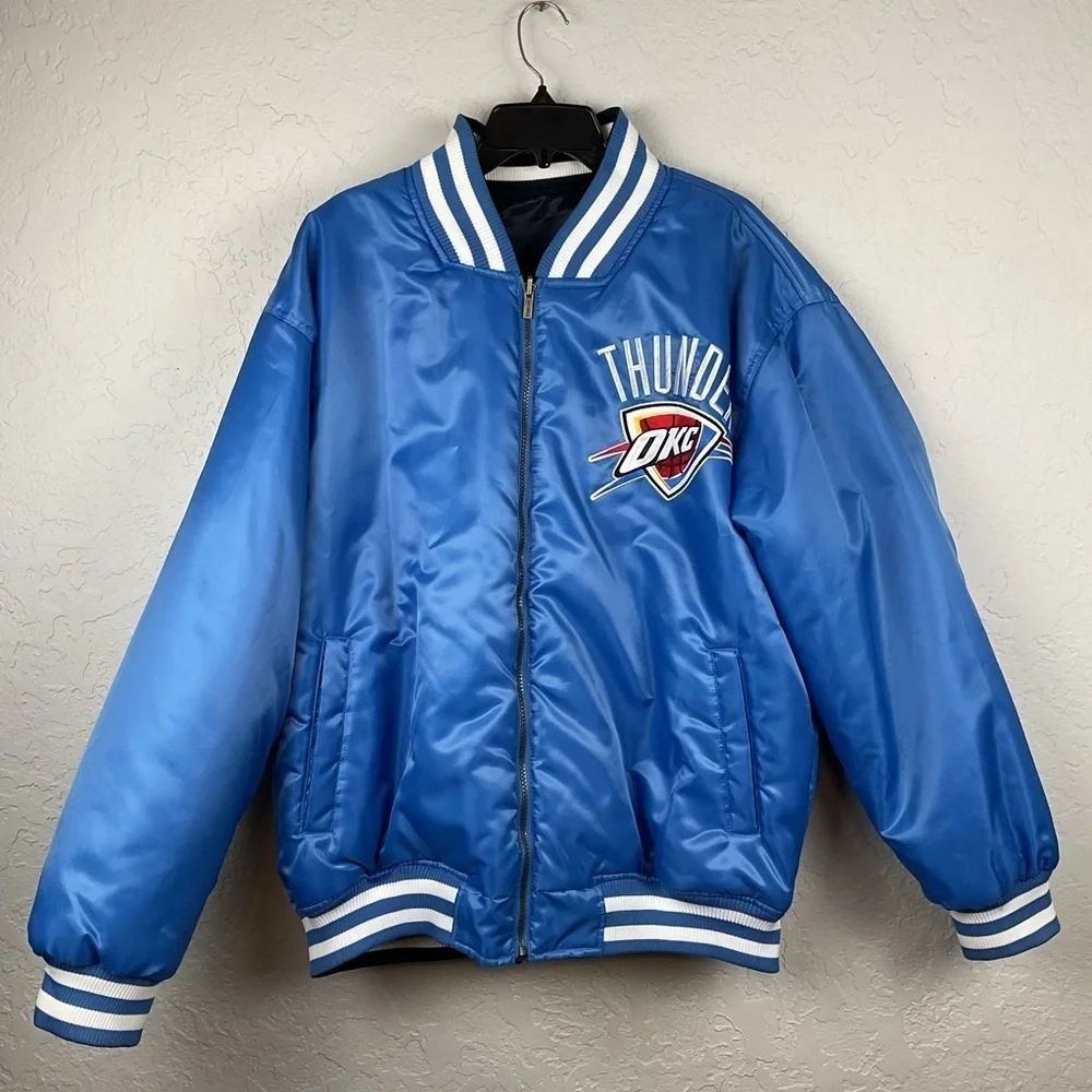 Men’s Majestic Oklahoma City Thunder NBA Satin Reversible Jacket Basketball 2XL